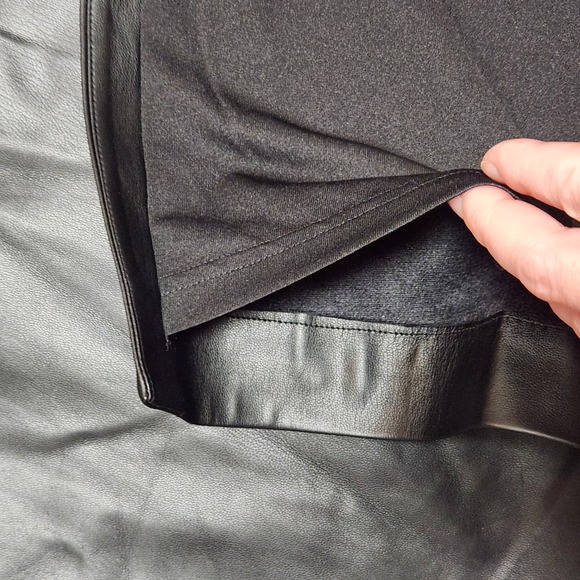 EXPRESS Faux Leather Midi Skirt with Front Slit Black Size XL Edgy Chic Pencil - Picture 6 of 14